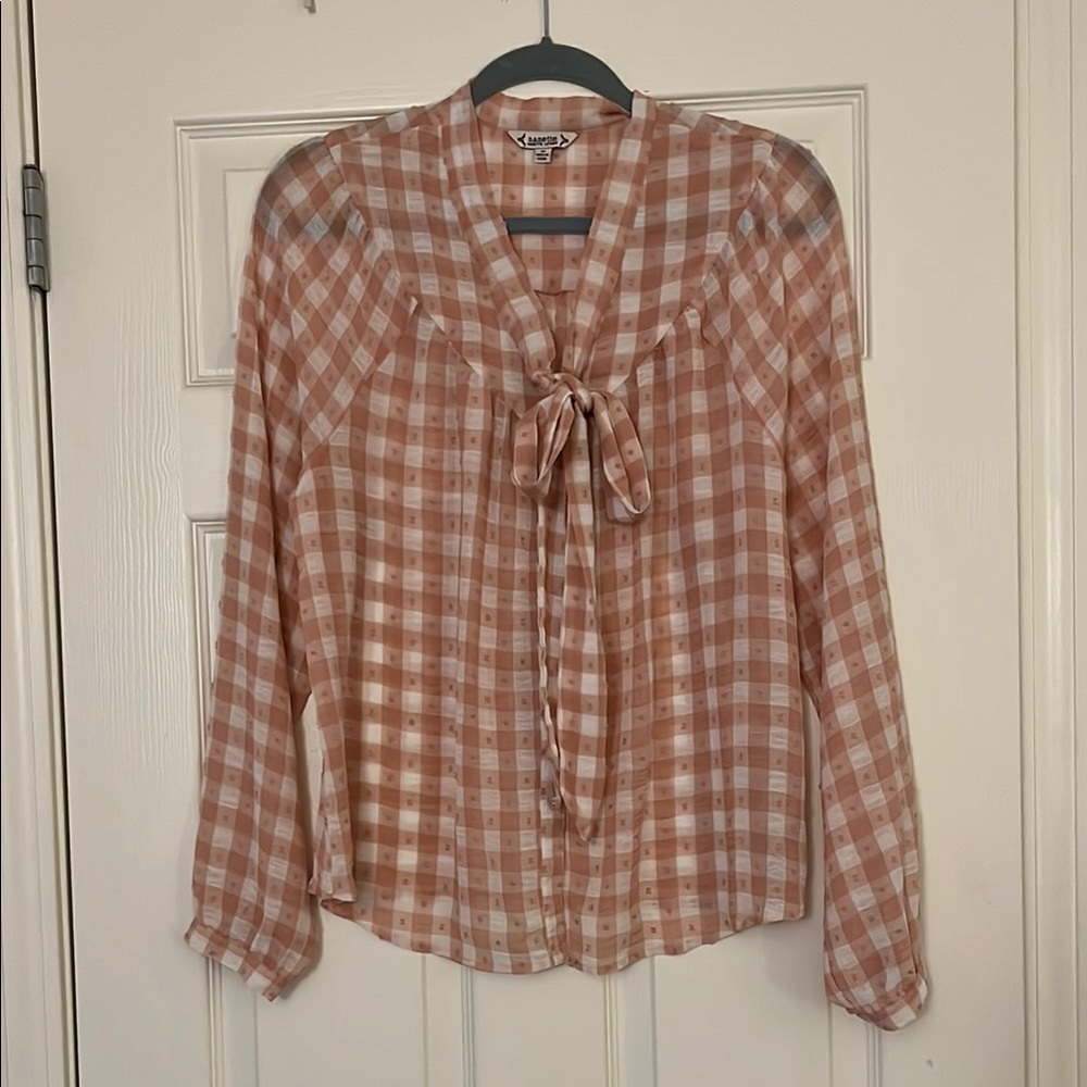 Women's Plaid Blouse in Beige by Express
